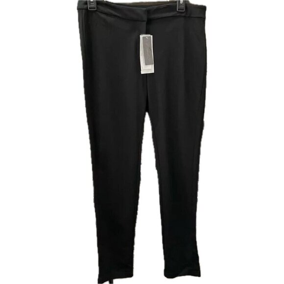 Hal Rubenstein 8 Solid Black Zip Front Mid-Rise Rayon Blend Slim Leg Dress Pants - Picture 2 of 4